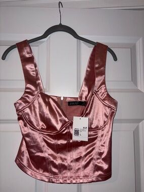 Forever 21 Rose Pink Satin Corset Tank Top